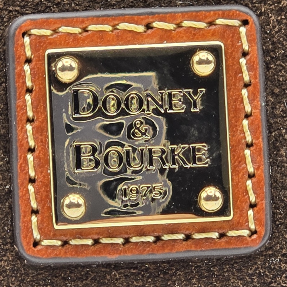 Dooney & Bourke Suede Kiss Lock Clutch Wallet Brown Leather Gold Tone Frame NWOT - Picture 2 of 10